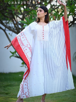 Handmade Premium Cotton Jamdani Kaftan Drees