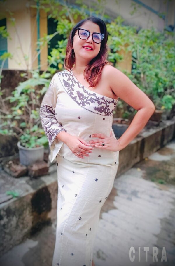 Handmade Pure Bengal Cotton one shoulder Dress - Image 2