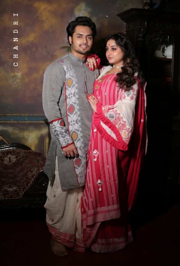 Handmade Pure Bengal Cotton Bhujodi style saree - Image 2