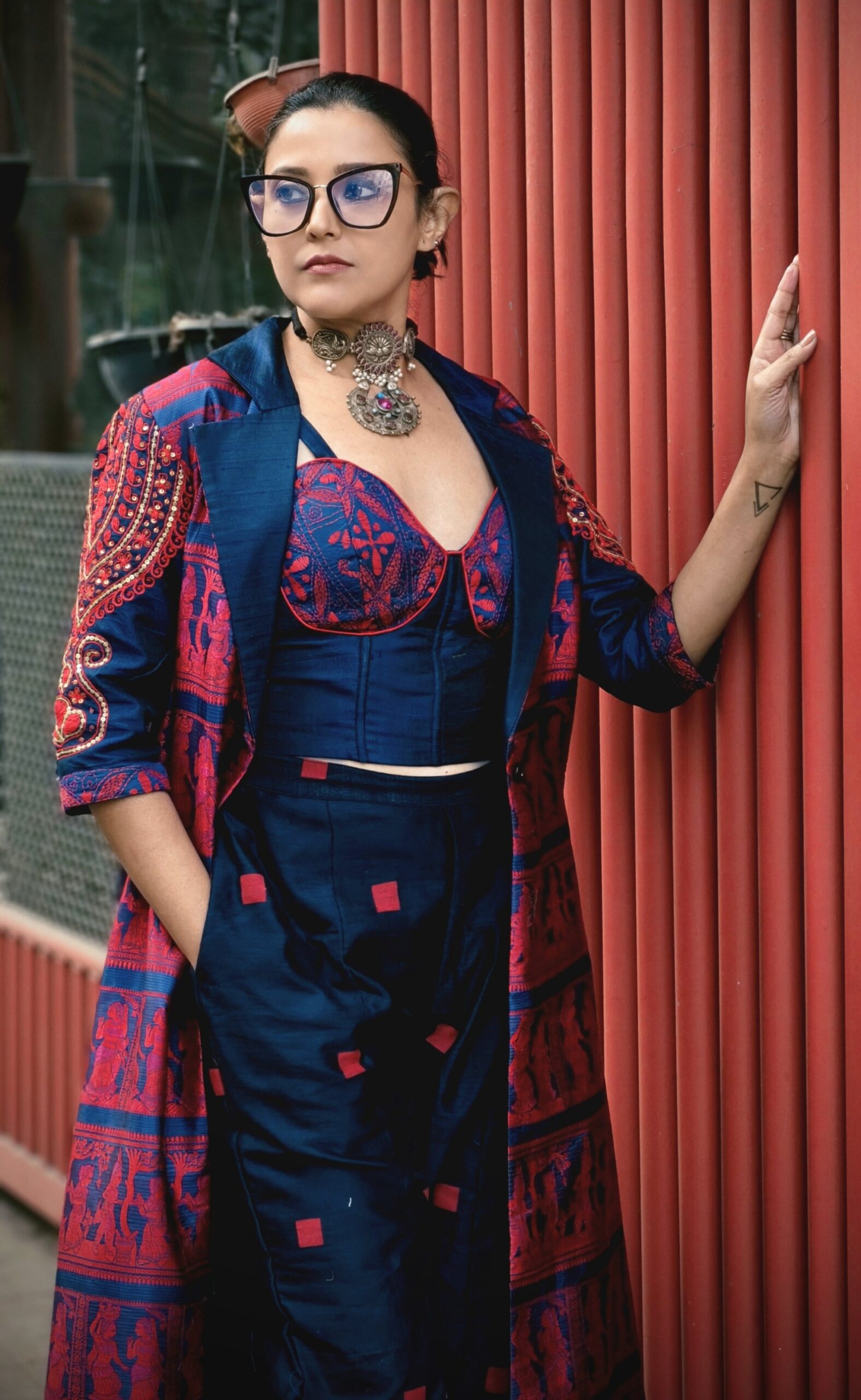 Handmade Pure Silk Baluchari long Overlay set