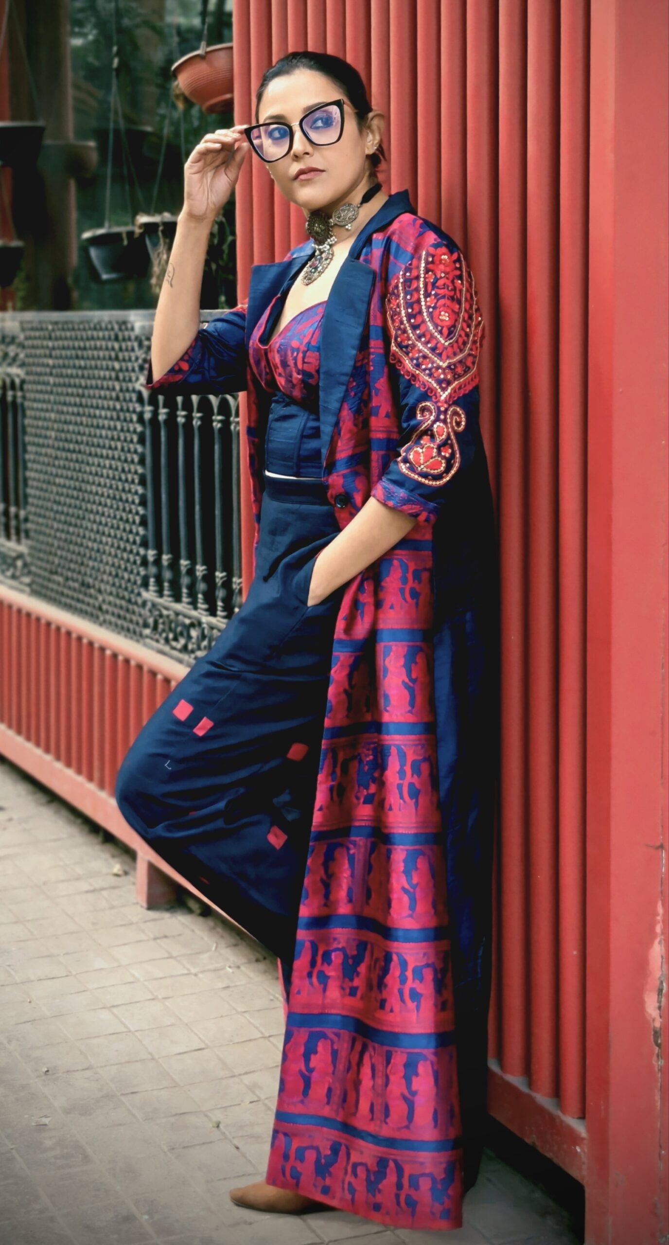 Handmade Pure Silk Baluchari long Overlay set - Image 3