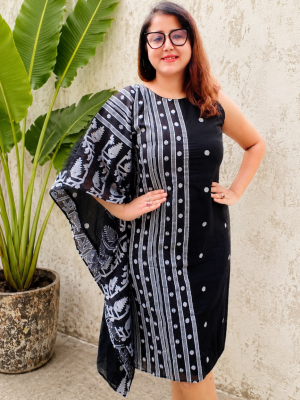 Handmade Pure Mul Cotton Jamdani dress