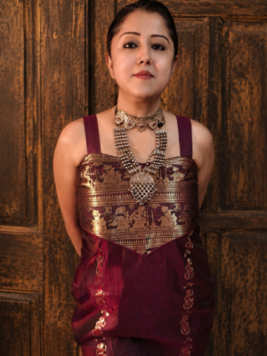 Black Pure silk Swarnachari Dress Copy