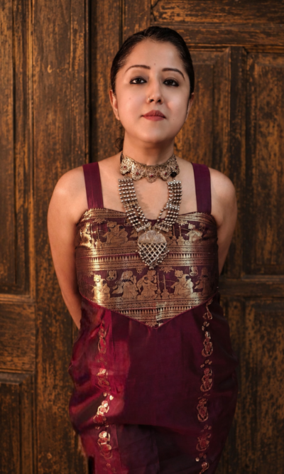 Black Pure silk Swarnachari Dress Copy
