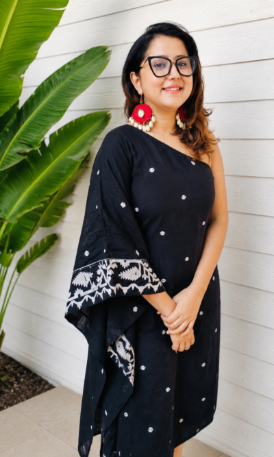 Handmade Pure Mul cotton Jamdani dress