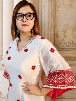 Muslin Handcrafted Kantha & Hand embroidered dress