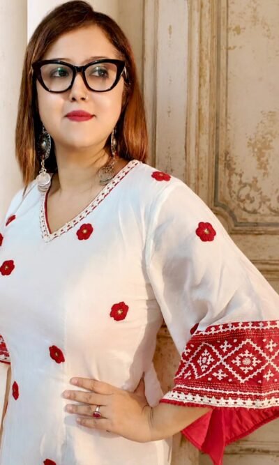 Muslin Handcrafted Kantha & Hand embroidered dress