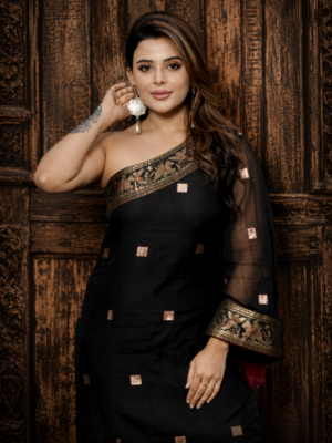Handmade Jamdani & Swarnachari one shoulder dress