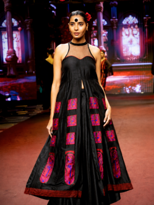 Pure Bamber silk Pure Baluchari long Anarkali dress set