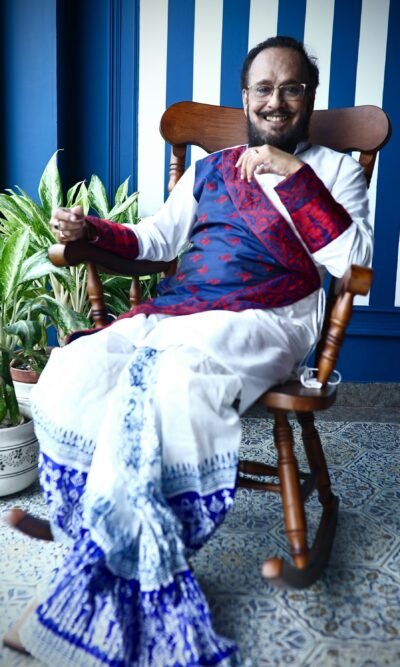 Handcrafted Kantha Half Tussar Mens Kurta